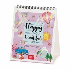 Be Happy With Your Beautiful Life Easel Desk Calendar 2024