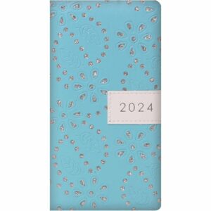 Blue Glitter Floral Sparkles Slim Diary 2024