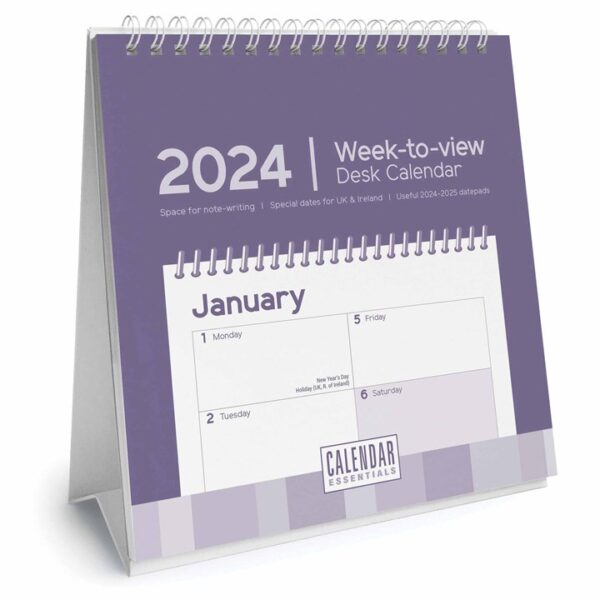 Essential Week-to-View Easel Desk Calendar 2024