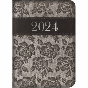 Grey Embroidered Roses A7 Diary 2024