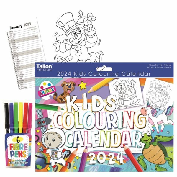 Kids Colouring A4 Calendar 2024
