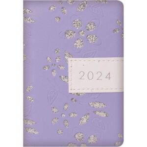 Purple Glitter Floral Sparkles A7 Diary 2024